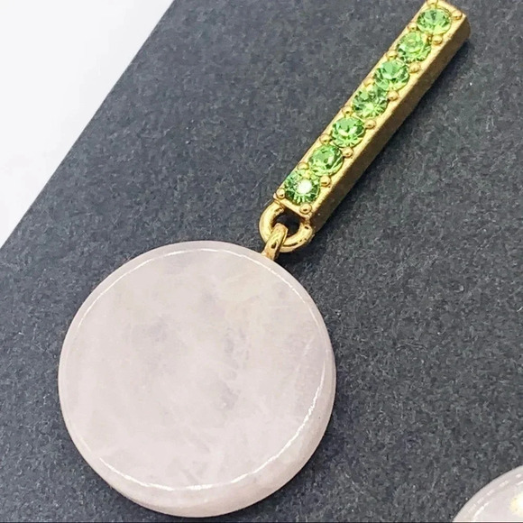 J. Crew Pink Disc Green Jeweled Earrings NWT - Picture 2 of 3
